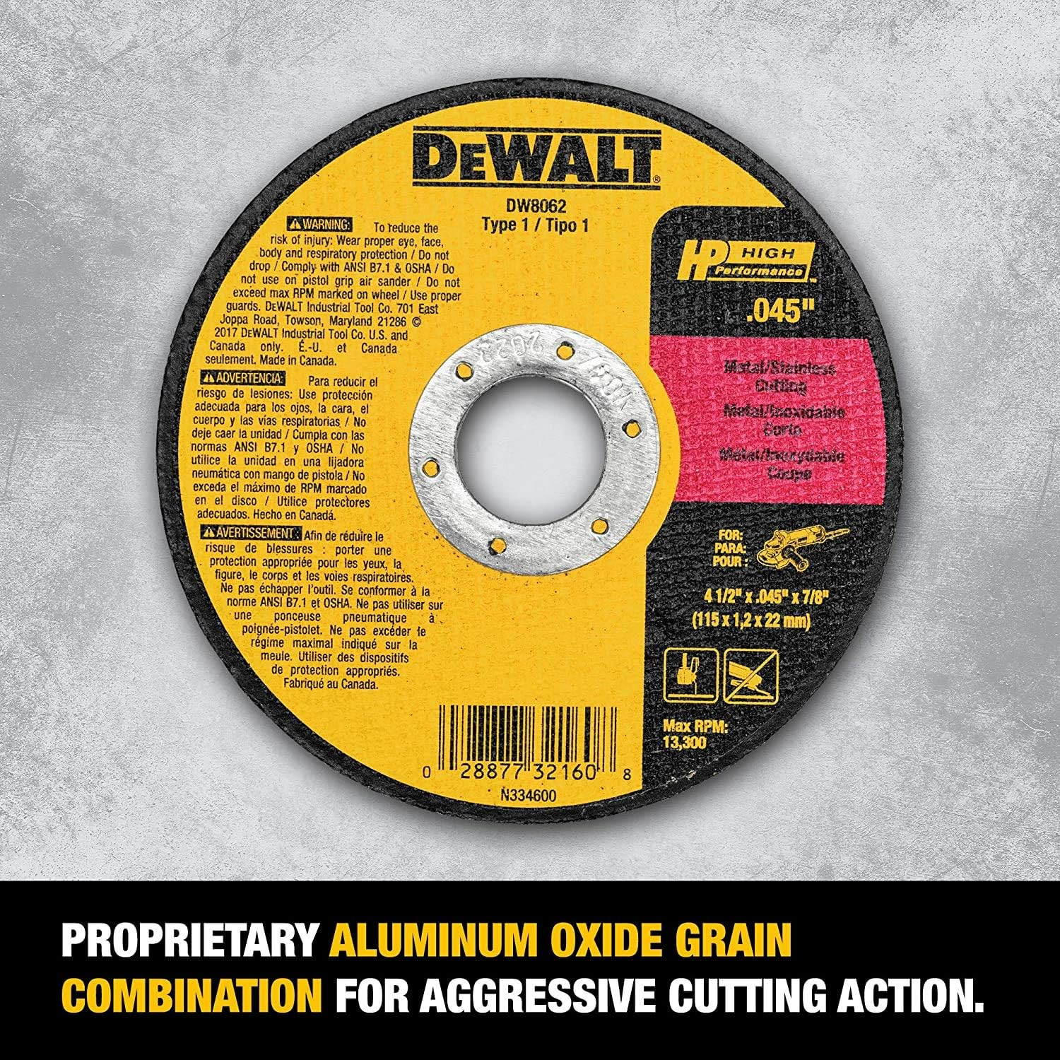 4-1/2 Inch Cut-Off Wheel, Angle Grinder Cutting Disc, General Purpose, 5-Pack (D