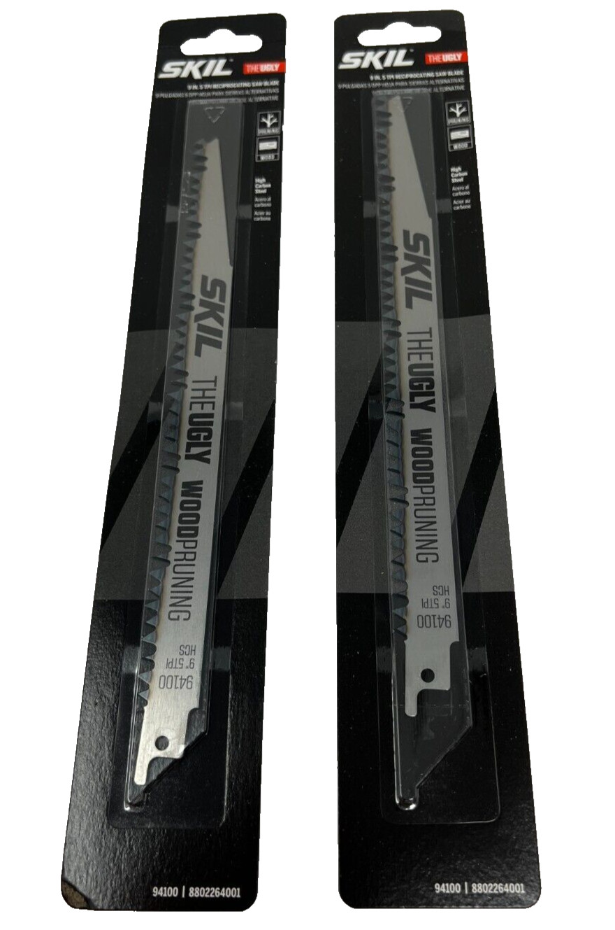 Lot of (2) NIP SKIL 9 in. Carbon Steel Reciprocating Saw Blade 5 TPI THE UGLY