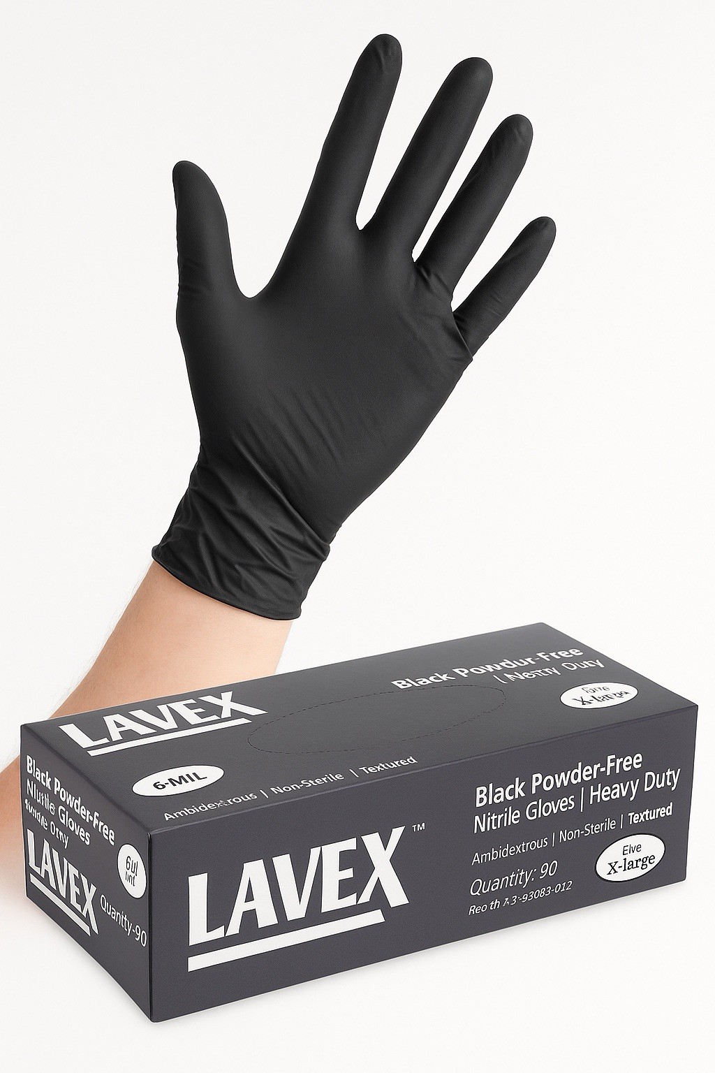 Lavex Pro 6 Mil Black Nitrile Gloves X-Large 100ct | Heavy-Duty Powder-Free