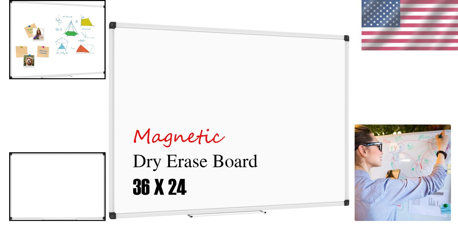 36 X 24 inches Magnetic Dry Erase Board with Aluminum Frame, Whiteboard
