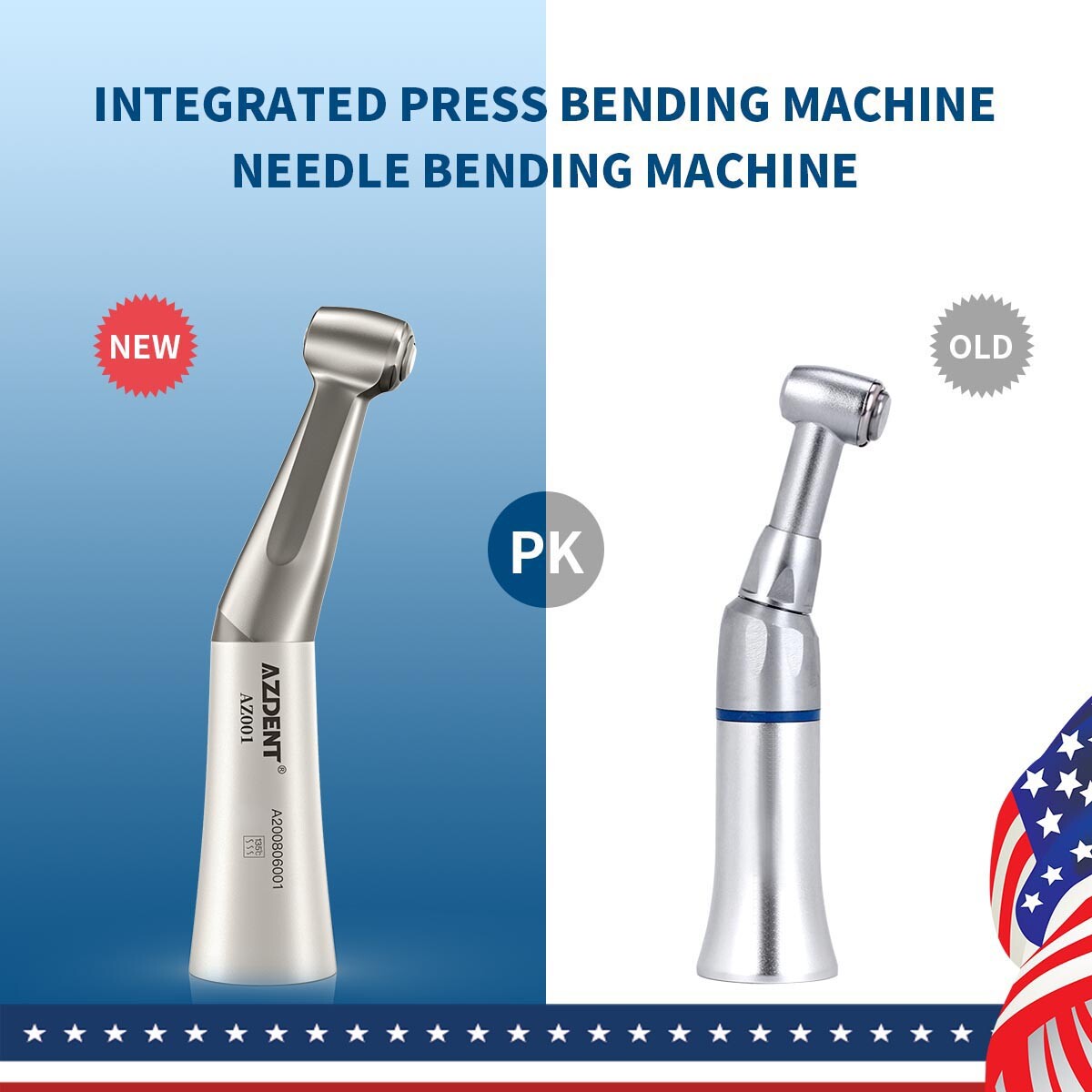 US 5X AZDENT Dental Low Speed Push button Contra Angle Handpiece