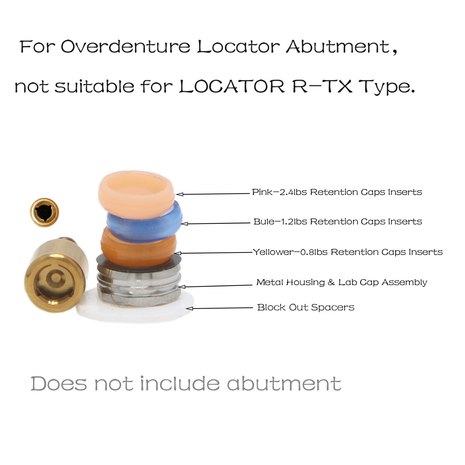 Dental Male Cap Inserts Set Compatible ZEST Locator Legacy Abutment Replacement