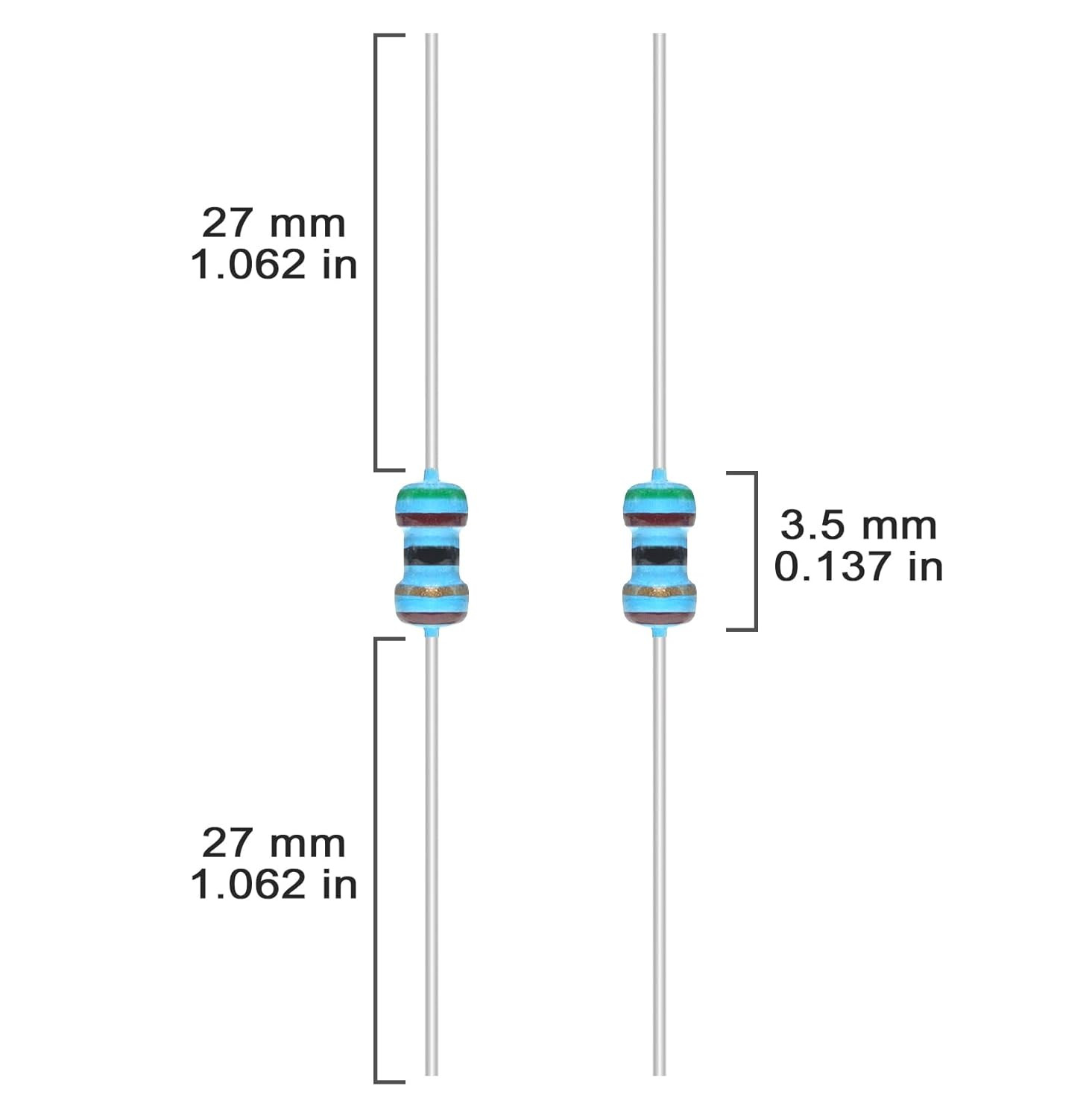 1/8W Metal Film Resistor Kit from 1 Ohm to 6.8M Ohm 48Values 1/8 Watt 1% Resisto