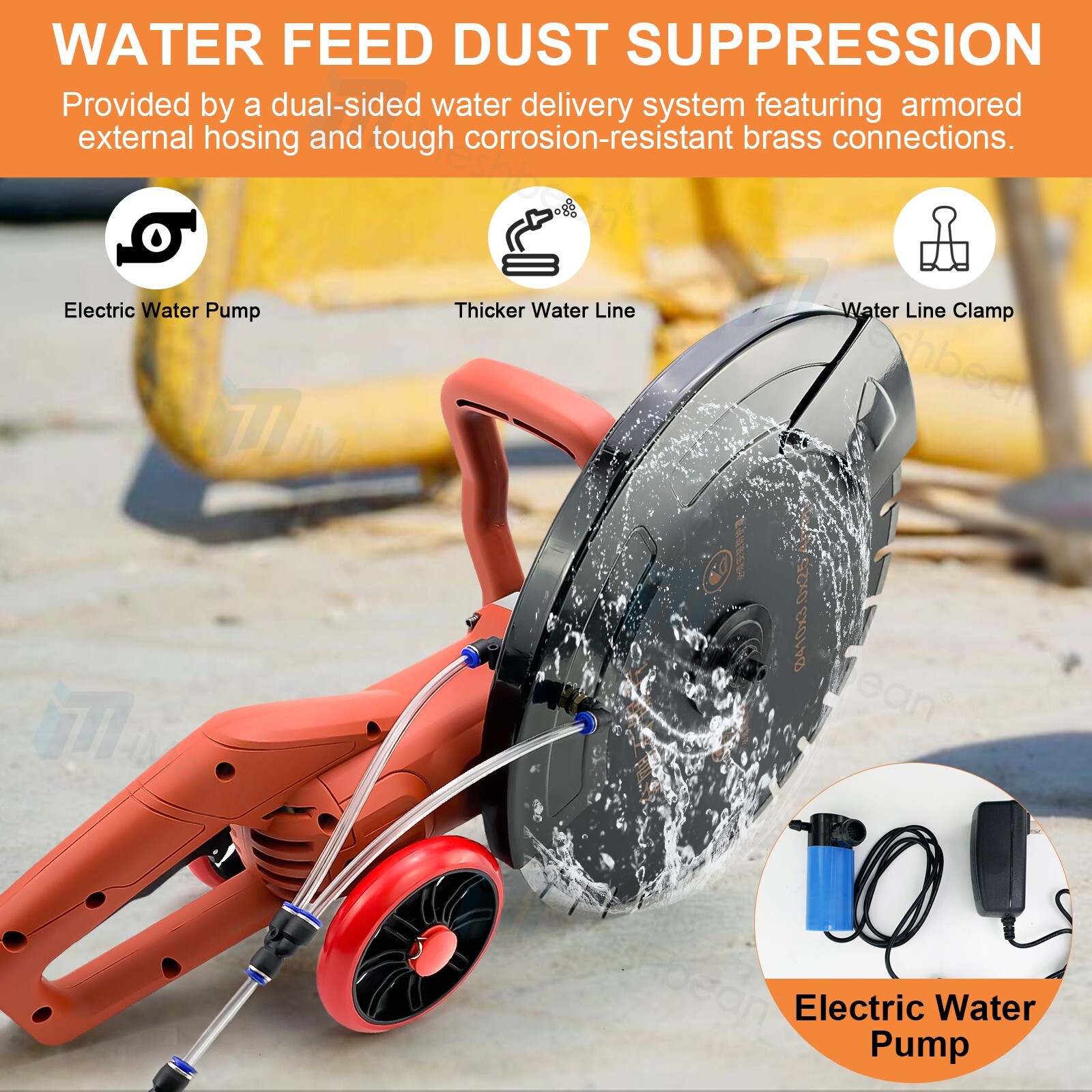 16” Electric Concrete Saw Wet/Dry Saw Cutter with Water Pump and Blade 3200W US