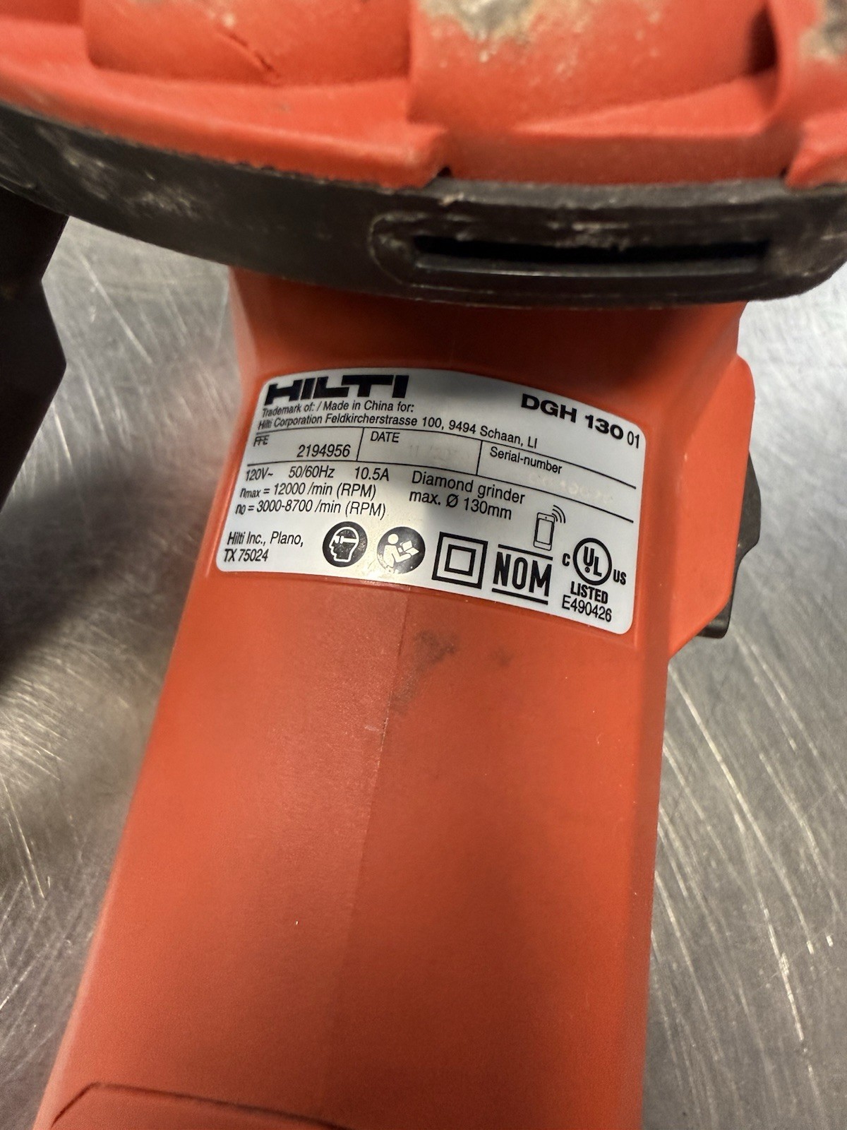 HILTI DGH 130 Electric Diamond Concrete Grinder WITH GRINDING WHEEL EXCELLENT