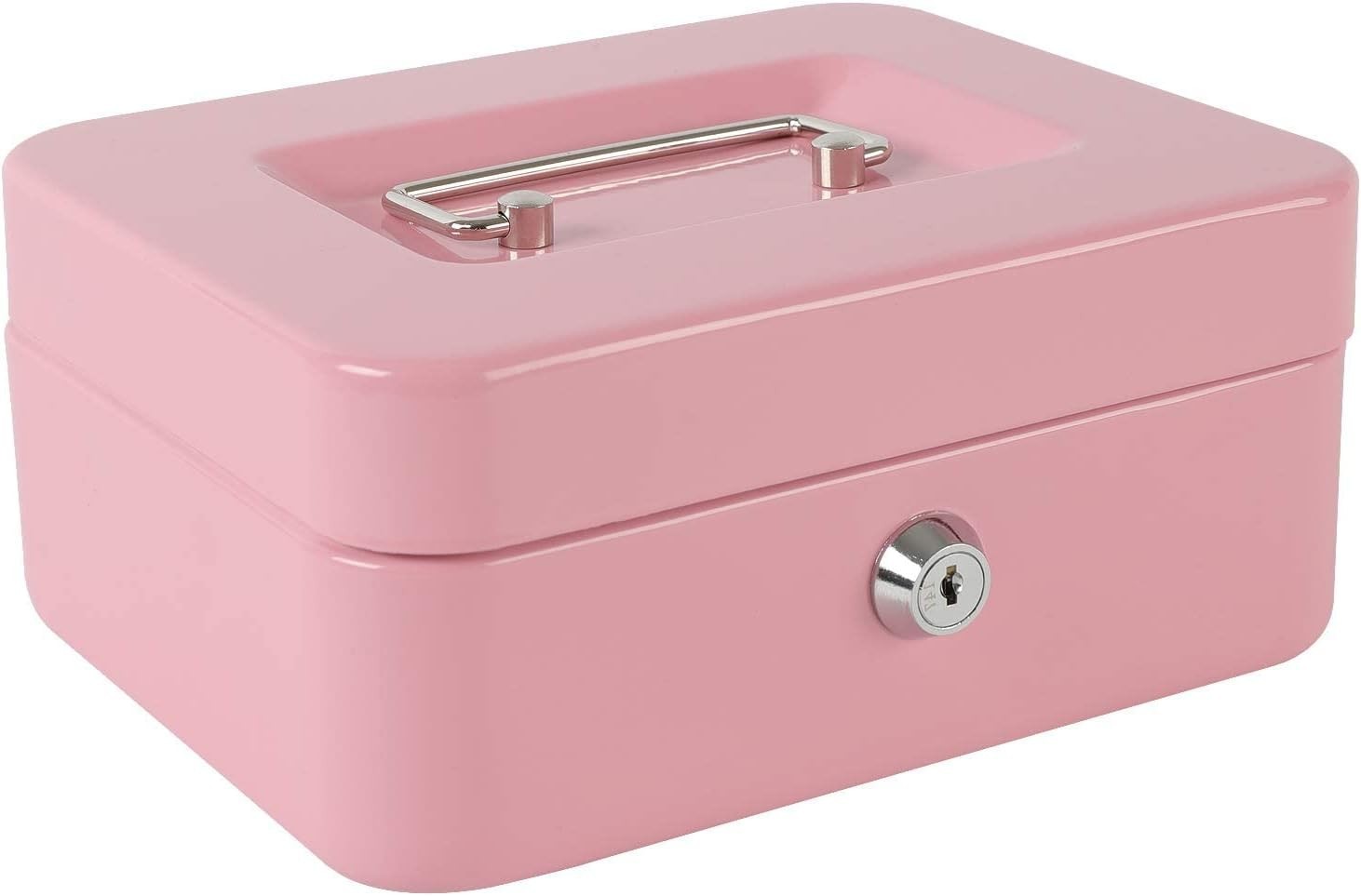 Locking Steel Medium Cash Box with Removable Coin Tray and Key Lock,7.87″x 6….