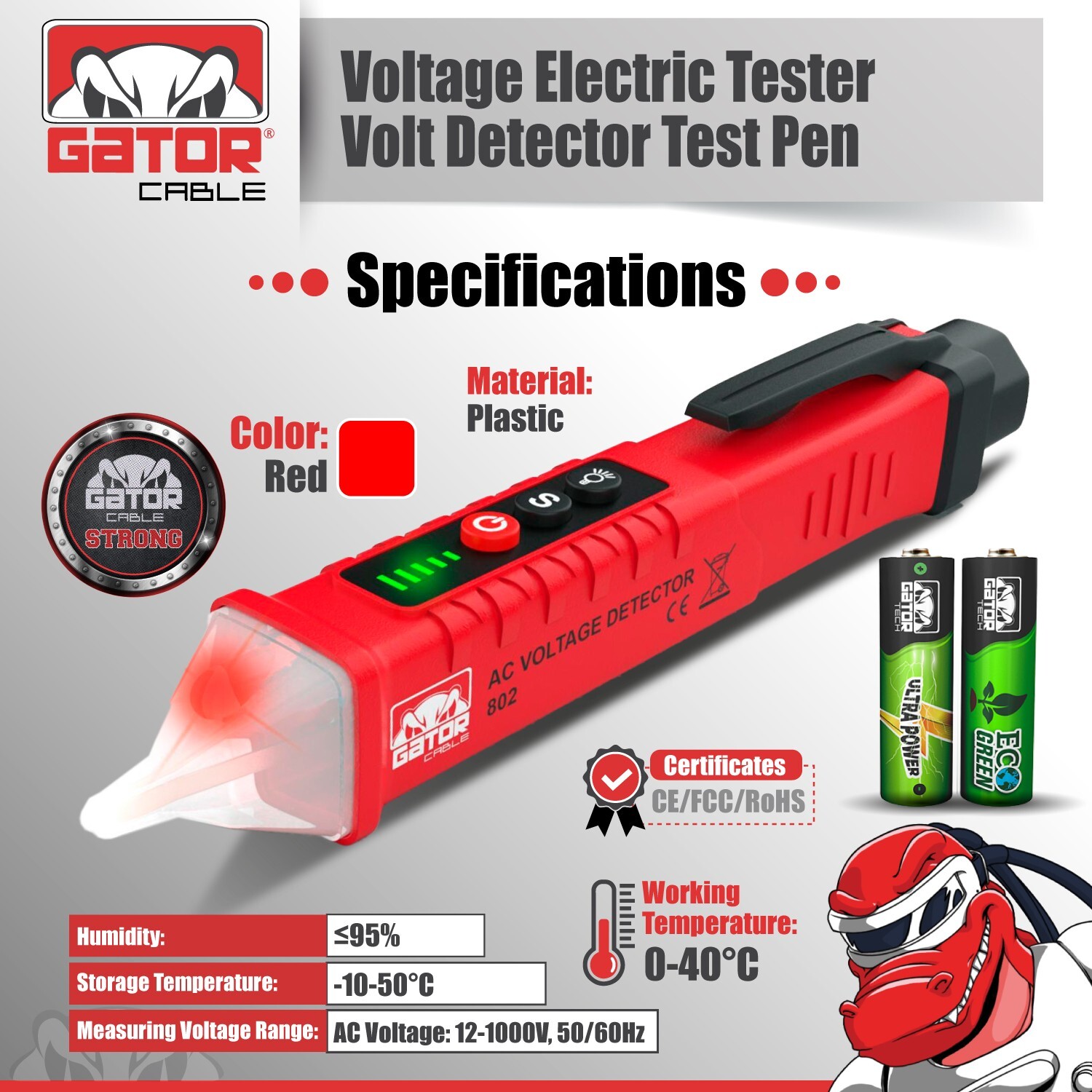 Voltage Electric Tester Volt Detector Test Pen Non-Contact Sensor AC DC 12-1000V