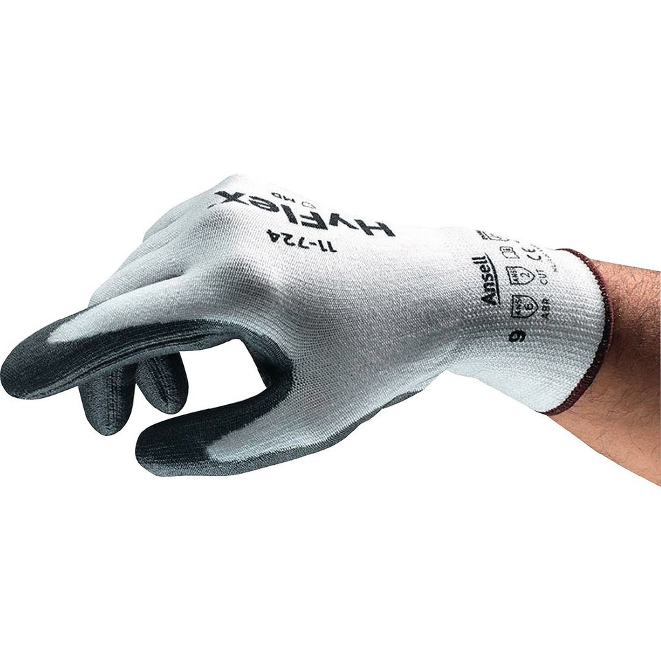 Ansell HyFlex Size 9) 11 / 724 Cut Protection 1-12 Safety Gloves White Medium