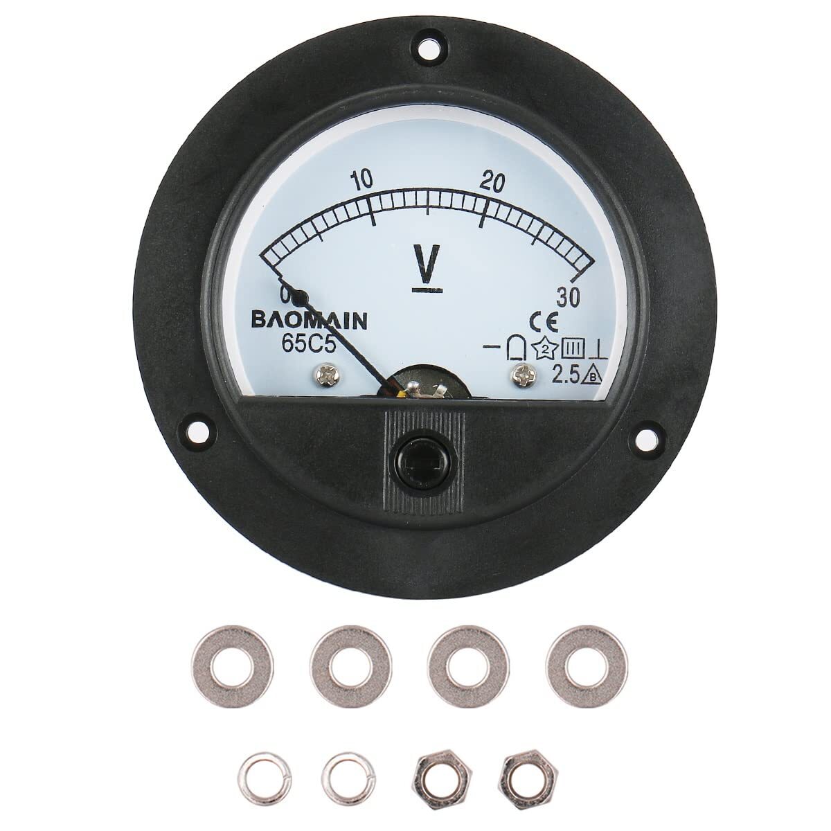 Dc 30v Round Voltmeter Voltage Meter 65c5 Gauge Analog Panel Class 2.5 Ce