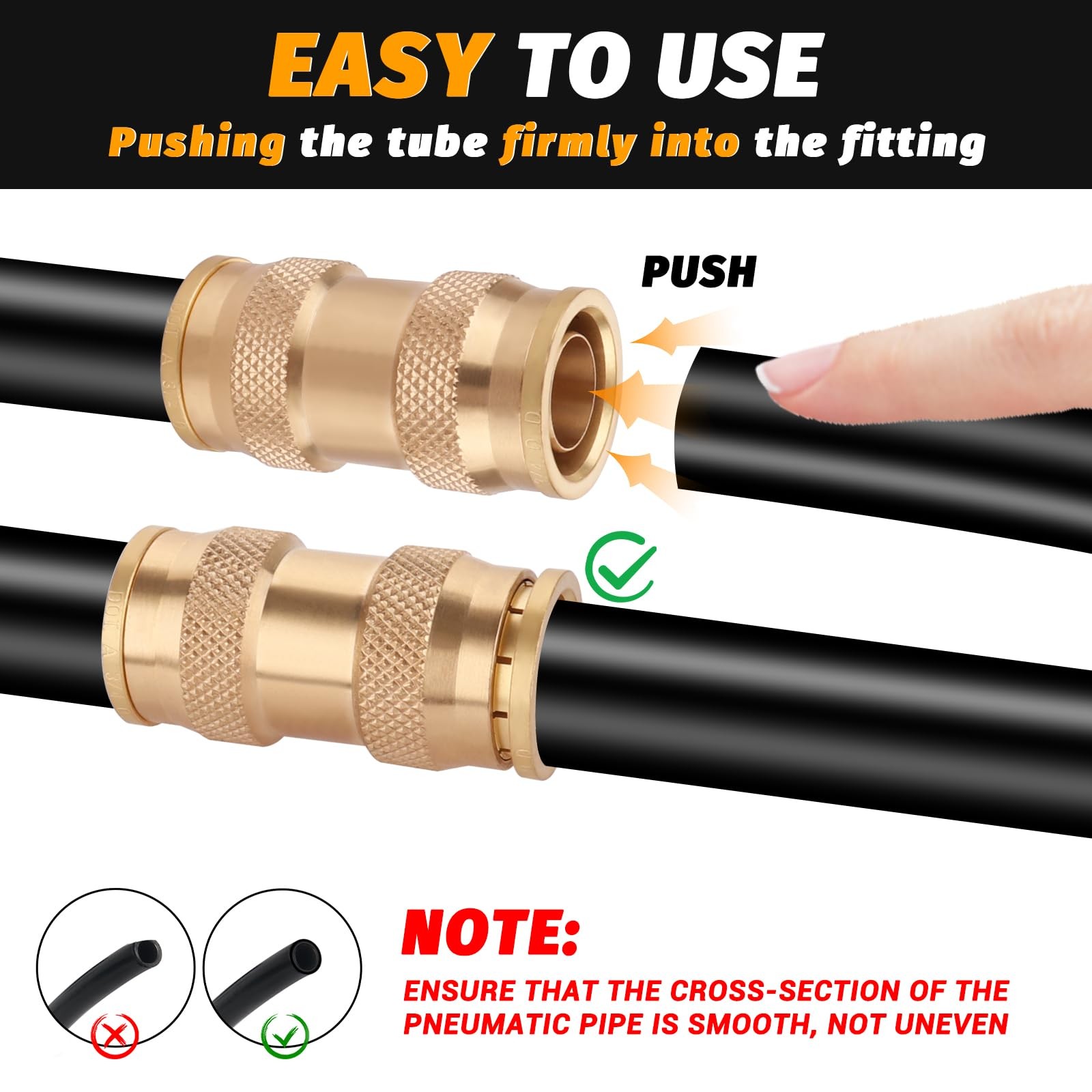 3/4″ Quick Push Connect Brass Fittings for Air Suspension, Truck, Trailer, Brake