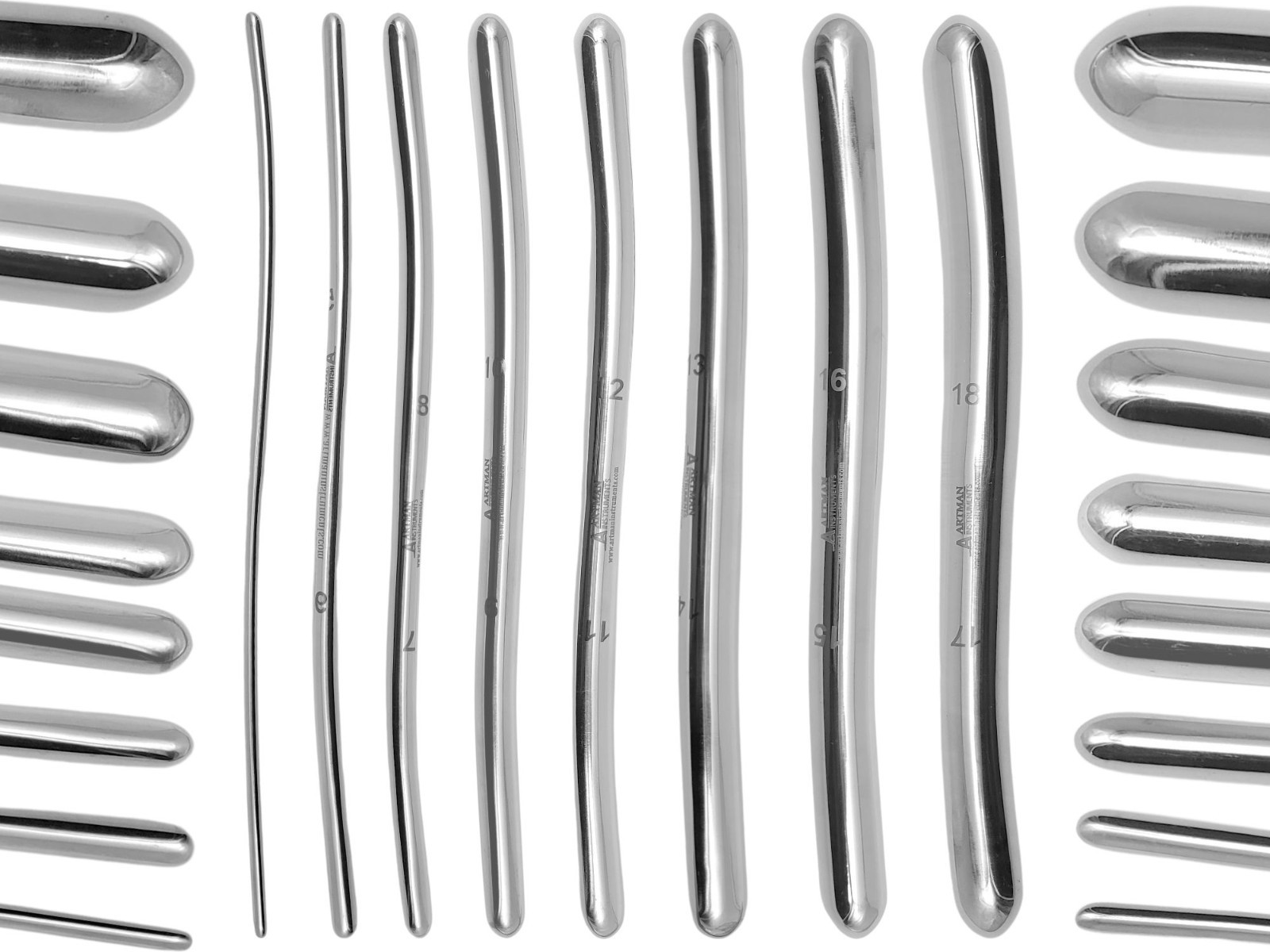 Set of 8 Hegar Dilator Sounds 7.5″ Double-Ended Stainless Dilators