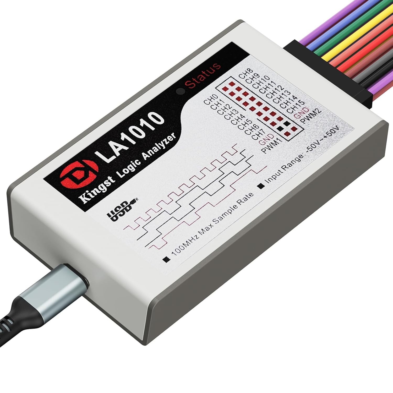 LA1010 USB Logic Analyzer 16 Input Channels 100MHz with The English PC Softwa…