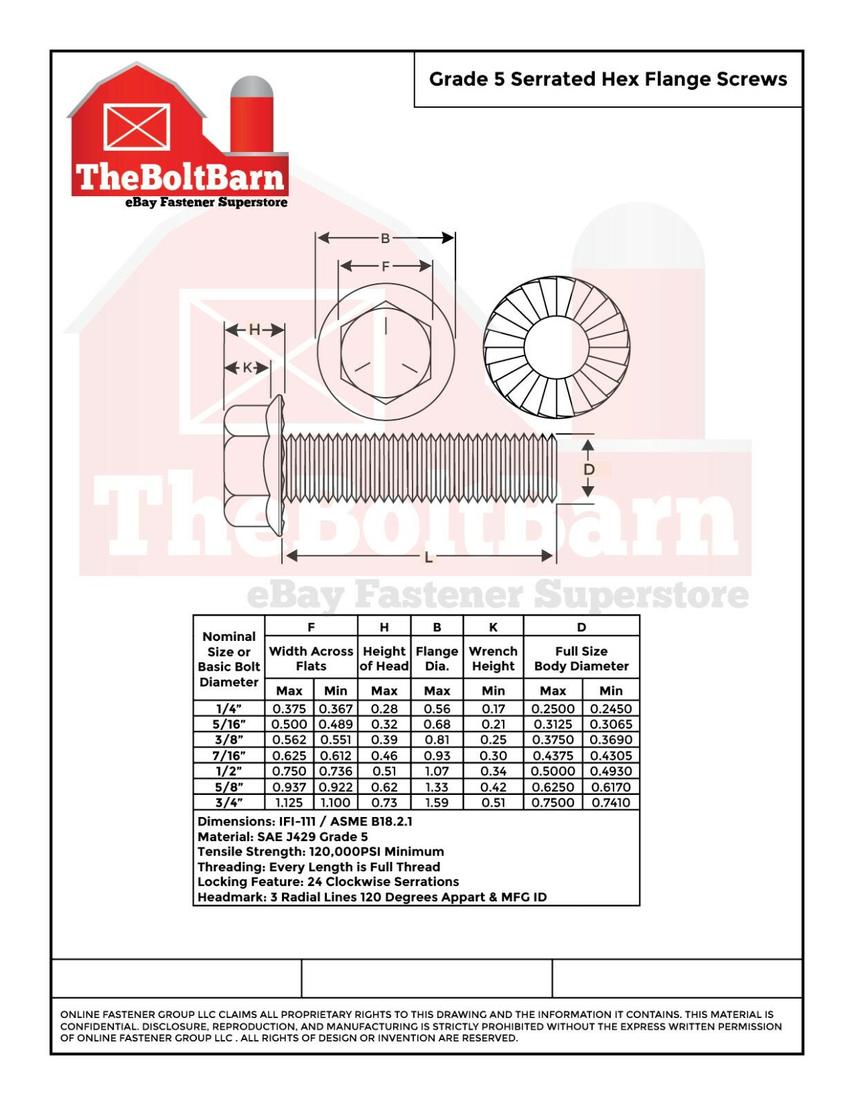 7/16″-14 Grade 5 Serrated Hex Flange Screws Frame Bolts Zinc (Pick Length & Qty)