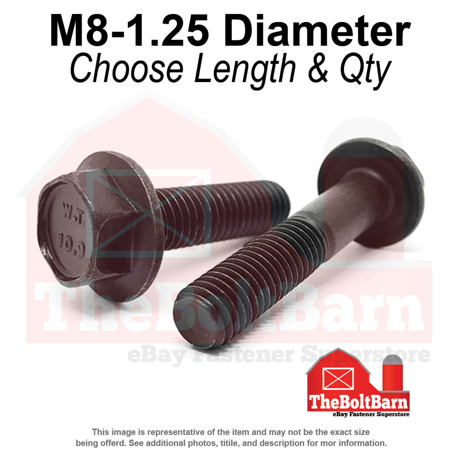M8-1.25 Class 10.9 Hex Flange Screws Frame Bolts Phos & Oil (Pick Length &Qty)