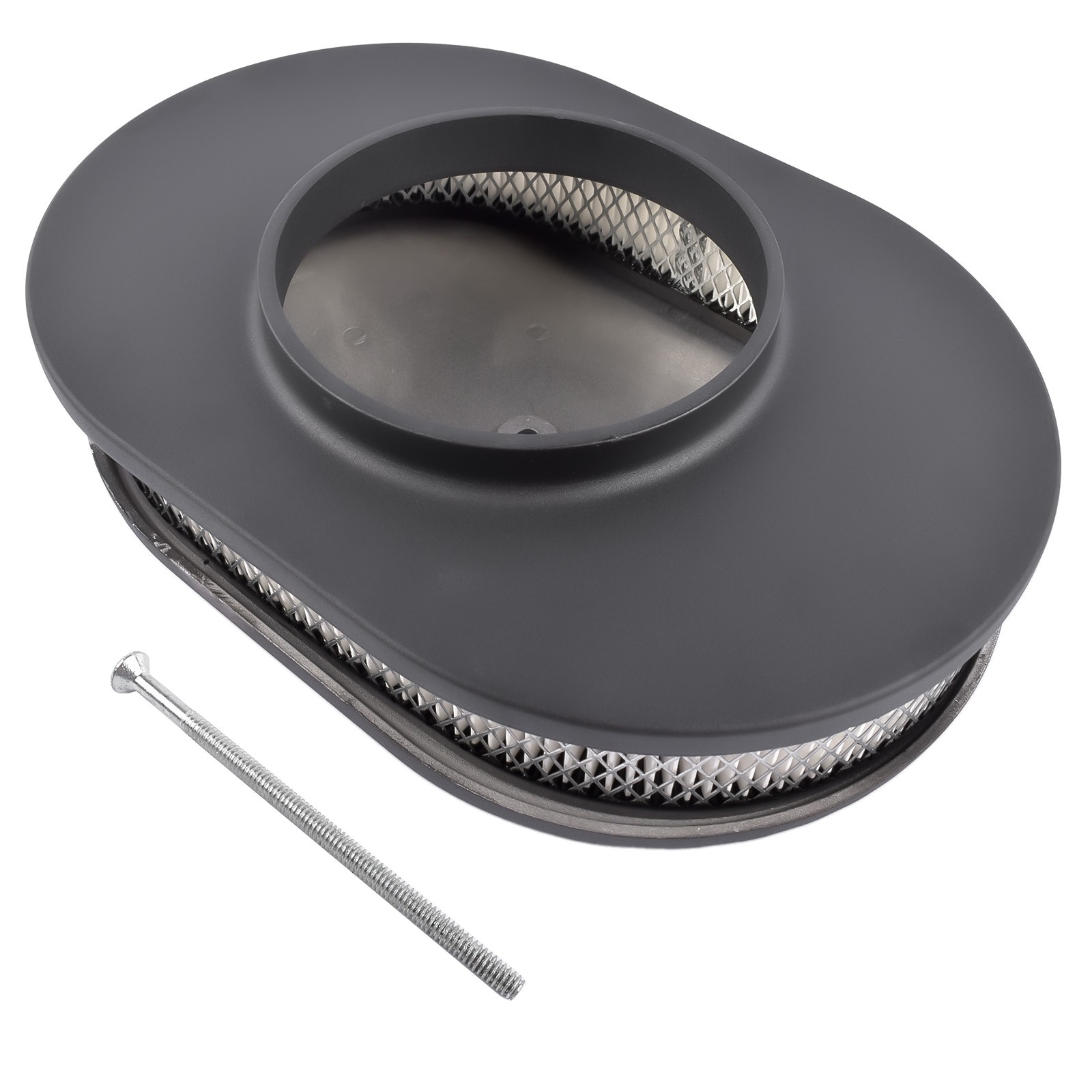 12 Inch Oval Fully Finned Black Aluminum 4 Barrel Air Cleaner 5-1/8 Inch for
