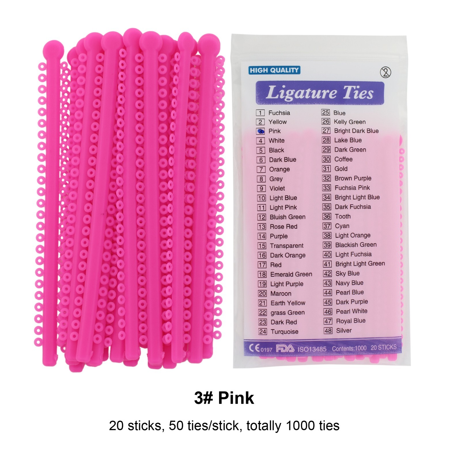 1000PCS Dental Orthodontic Ligature Ties Braces Elastic Rubber Bands Multi-Color