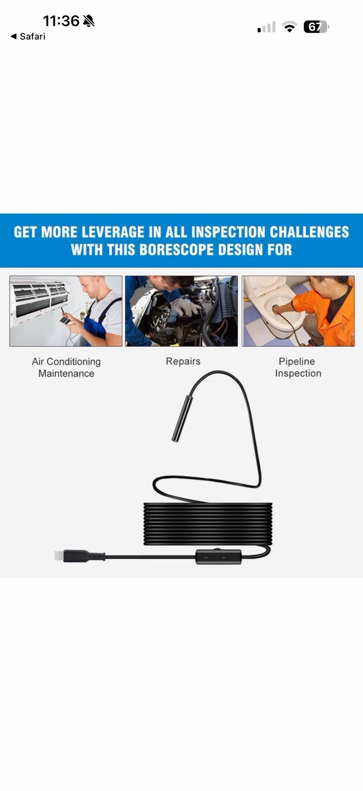 Endoscope Industrial dual Camera Lens 5m Line Length New Photo & Video HD LED