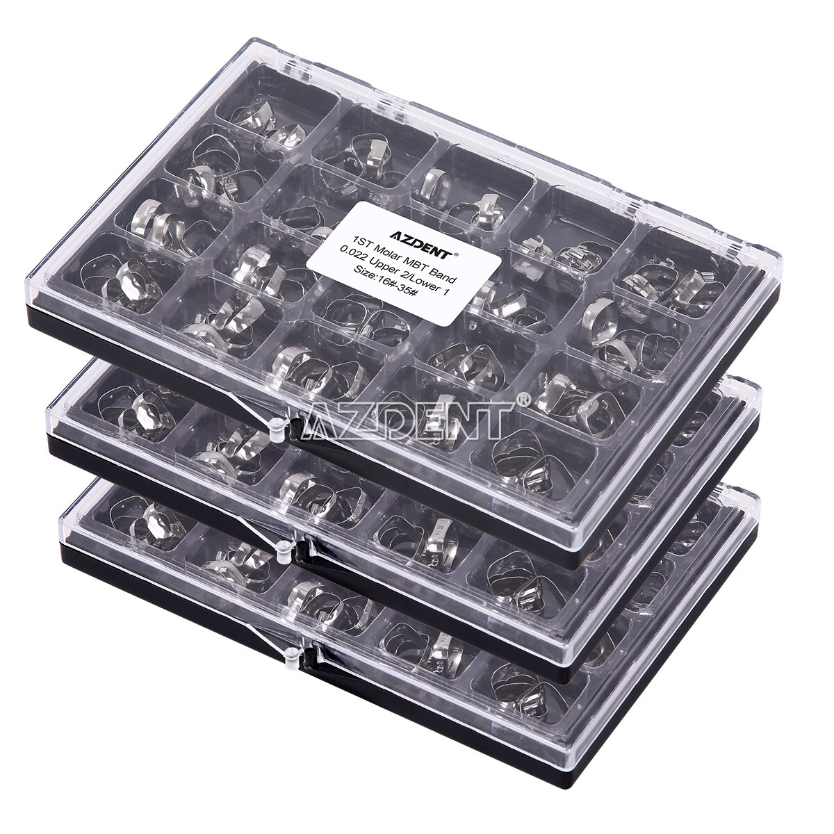 80pcs AZDENT Dental Orthodontic 1st Molar Bands with Buccal Tube MBT.022 16#-35#