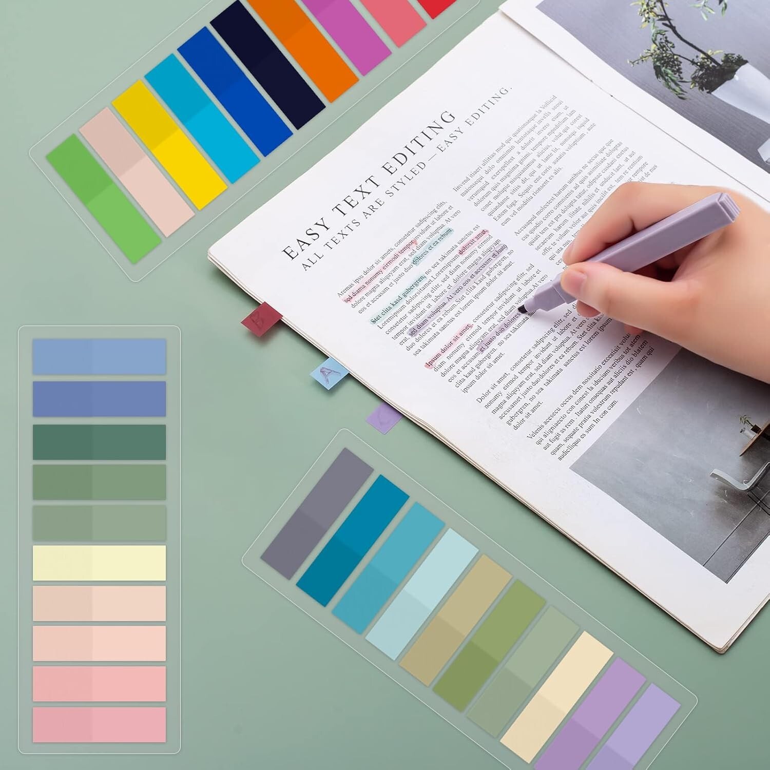 Sticky Tabs 300 Pc or 2400 pcs Book Tabs for Page Markers Transparent Annotation