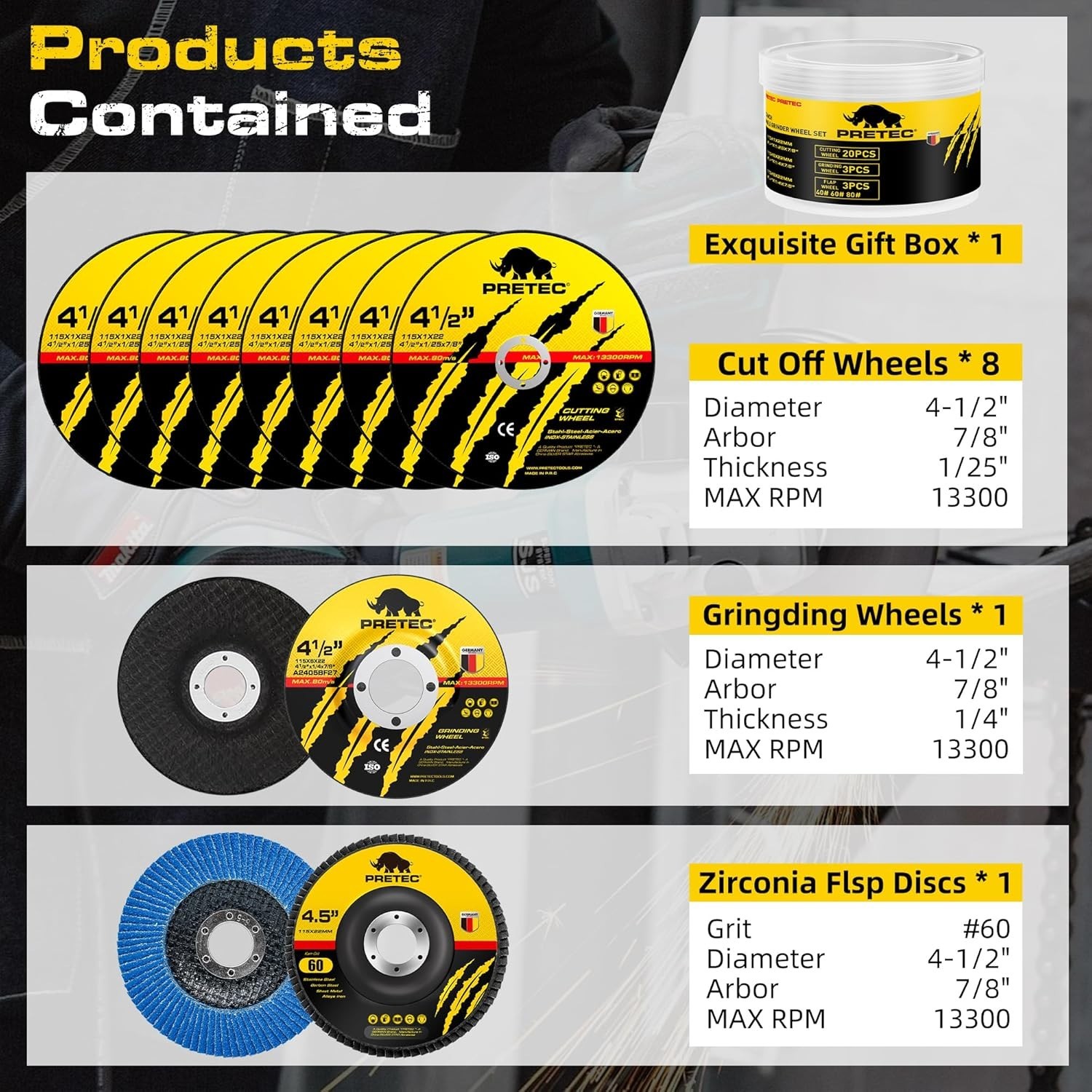 Grinding & Cutting Wheels 4 1/2 inch Set,Angle Grinder Wheel Set,Cut Off Whee…