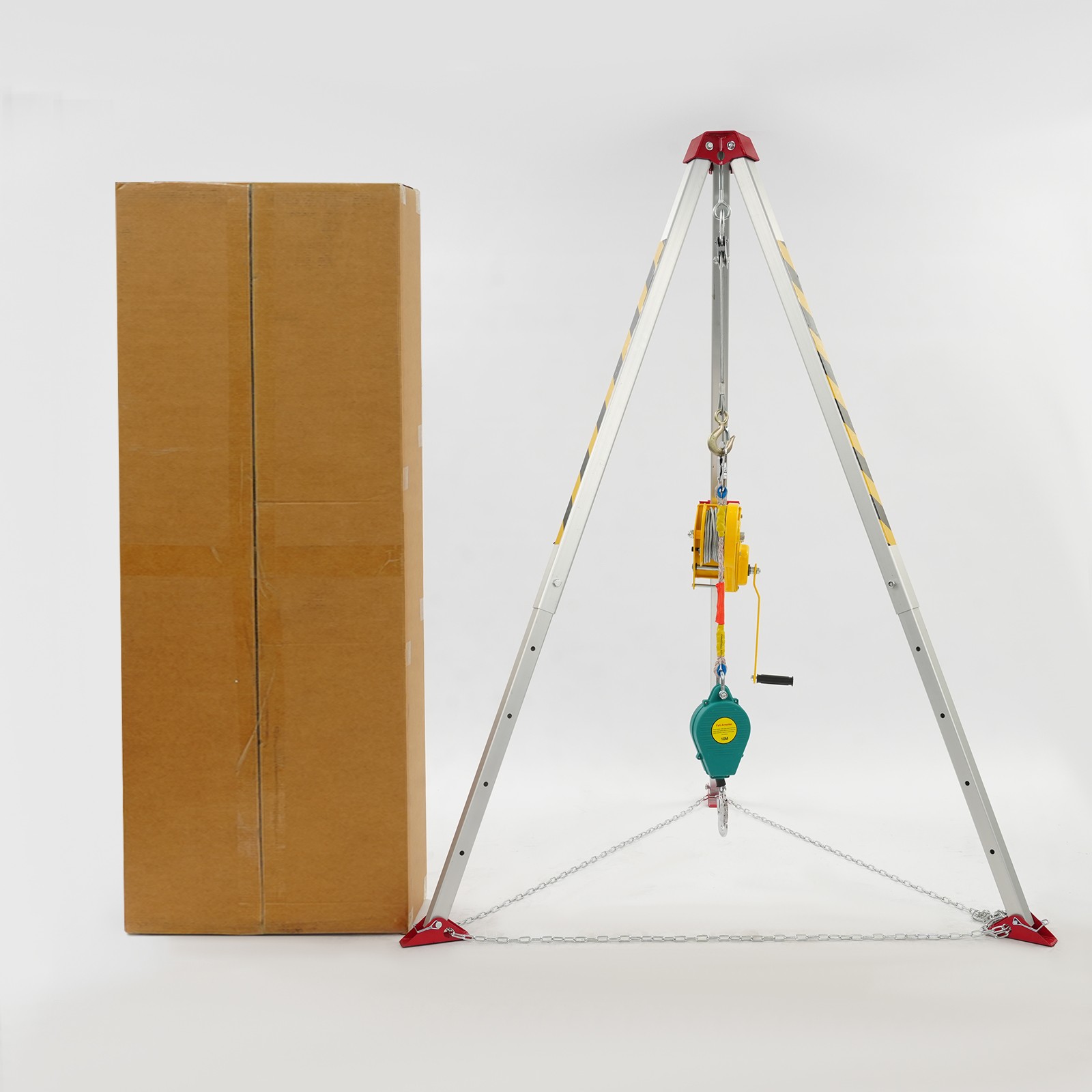 Confined Space Tripod Kit 2600LBs Winch 65ft Cable Fall Arrester Rescue Tripod