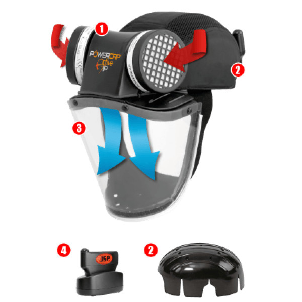 JSP Powercap Active Black Universal Plug – 8HR Respiratory Protection CAE601-941