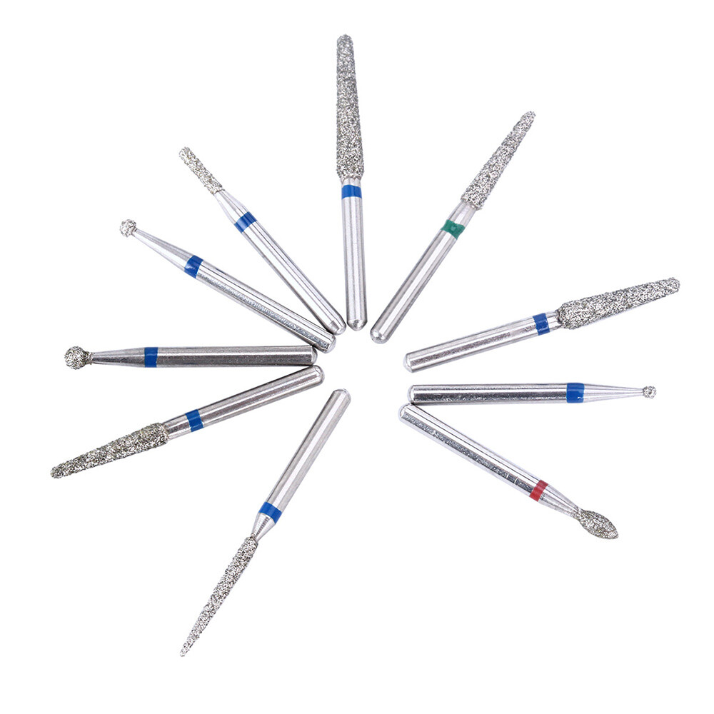 100Pcs Dental Diamond Burs Polishing Repair Kit for High Speed Handpiece 20Types