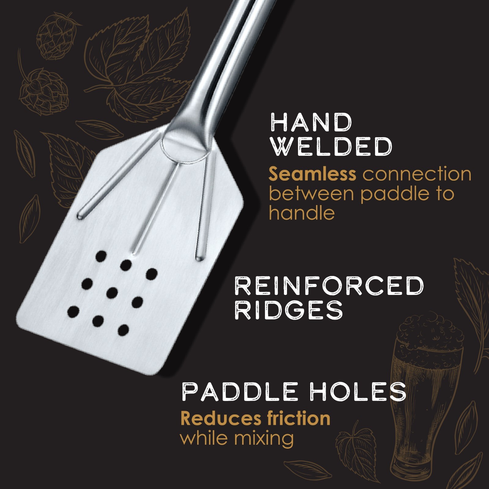 CONCORD Stainless Steel One Piece Deluxe Commercial Grade Mixing Paddle