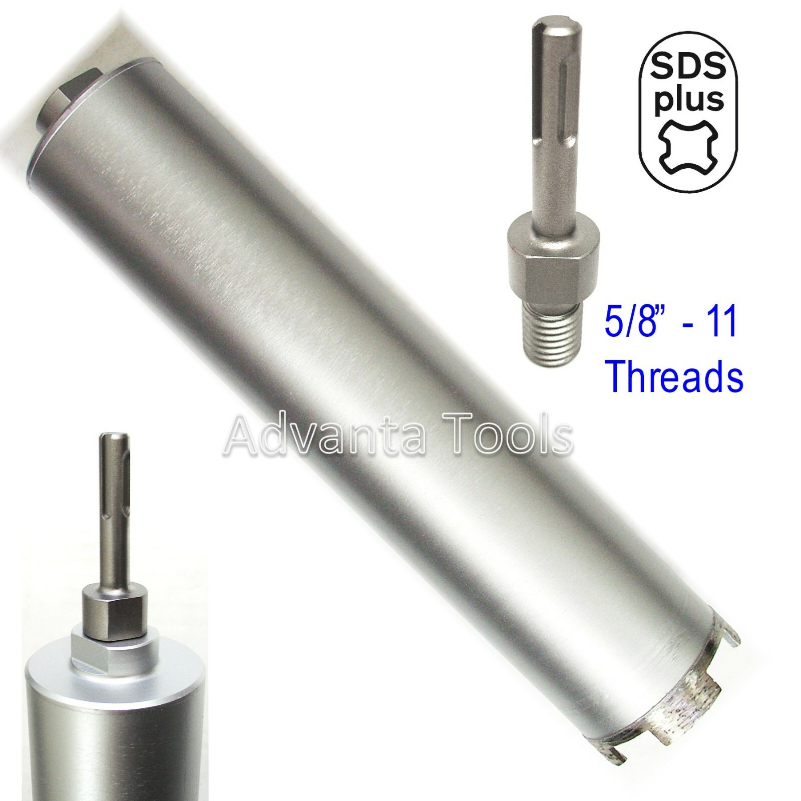 Combo: 1-1/2” Dry Diamond Core Drill Bit for Hard Concrete with SDS Plus Adapter