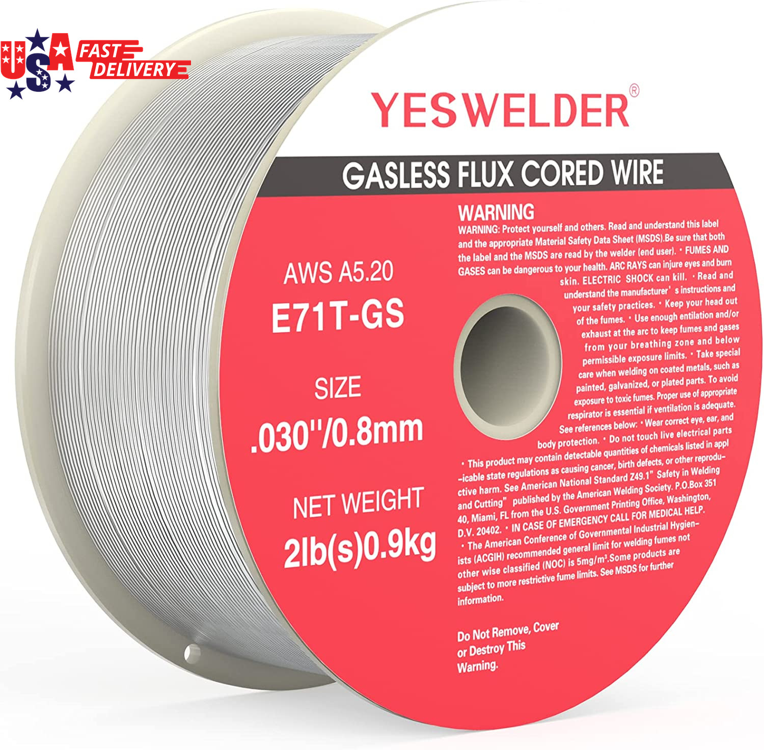 Flux Core Gasless MIG Wire, E71T-GS Mild Carbon Steel .030-Inch Diameter 2-Pound