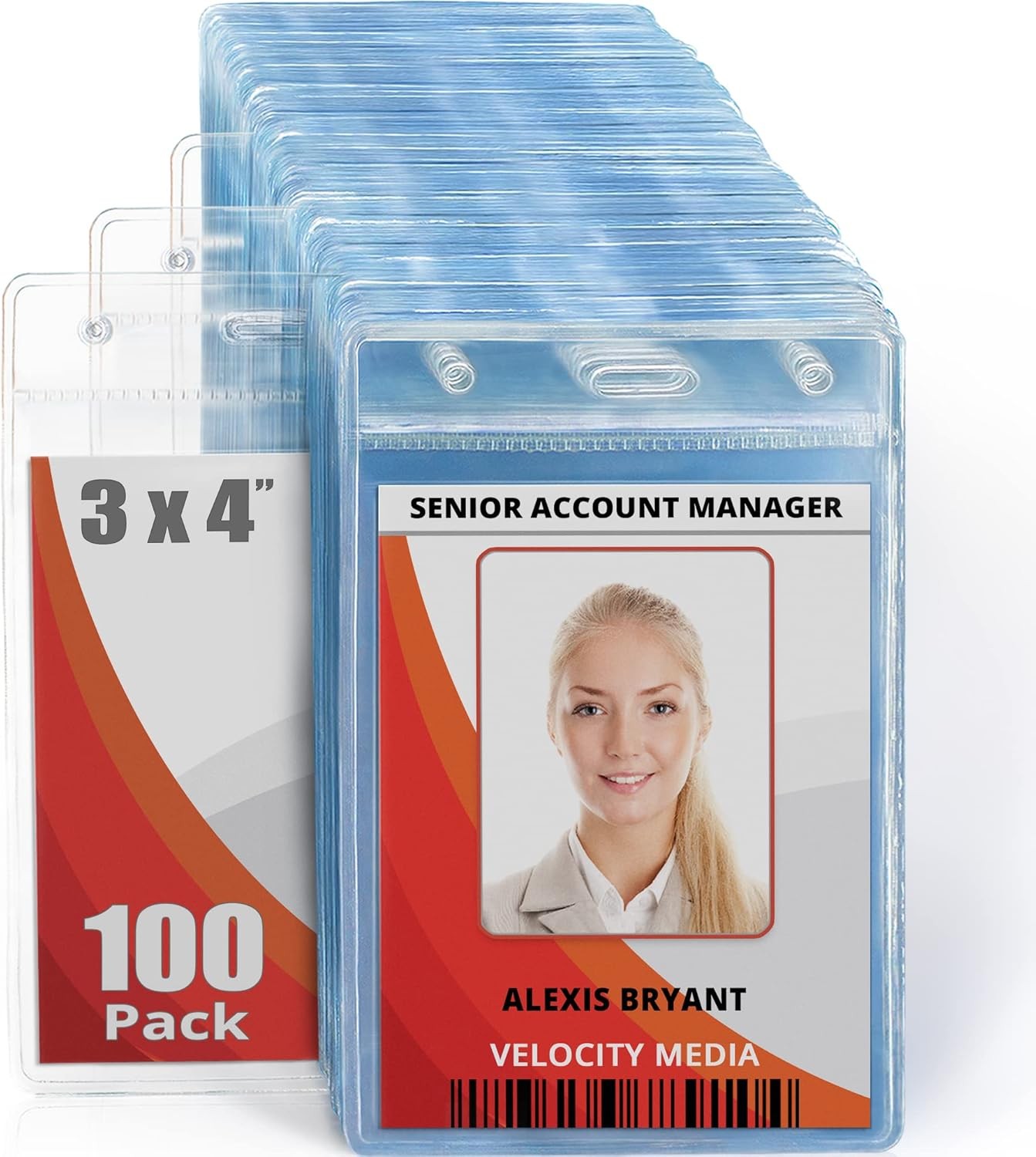 Mifflin-USA Plastic Vertical Card Holder (3×4 Inch, Clear, Bulk 100 Pack) Quick
