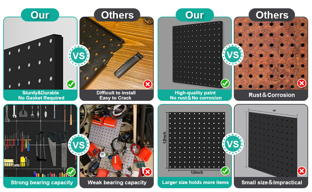 4 Pack Metal Pegboard Panels Black Pegboards Wall Organizer For Walls Home