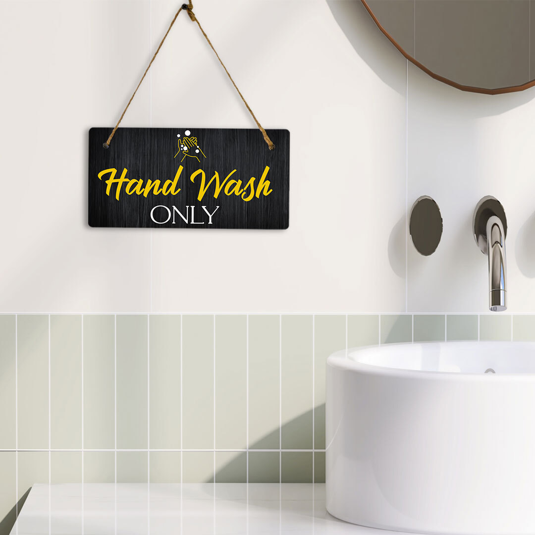 Hand Wash Only 5×10 Hanging Plus Wall or Door Sign | Restrooms Décor