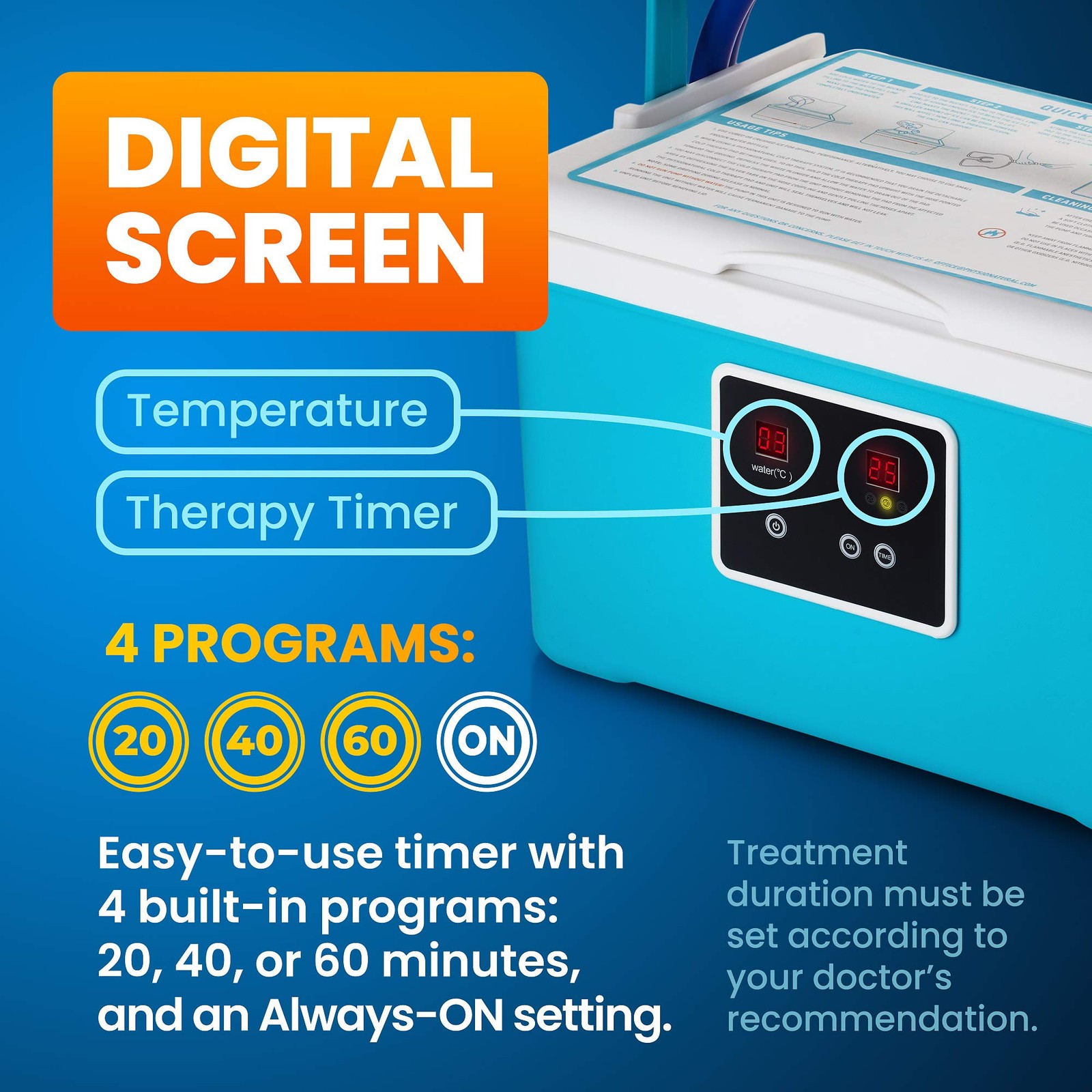 PhysioNatural Cold Therapy Ice Machine for Knee 1 Count (Pack of 1), Blue
