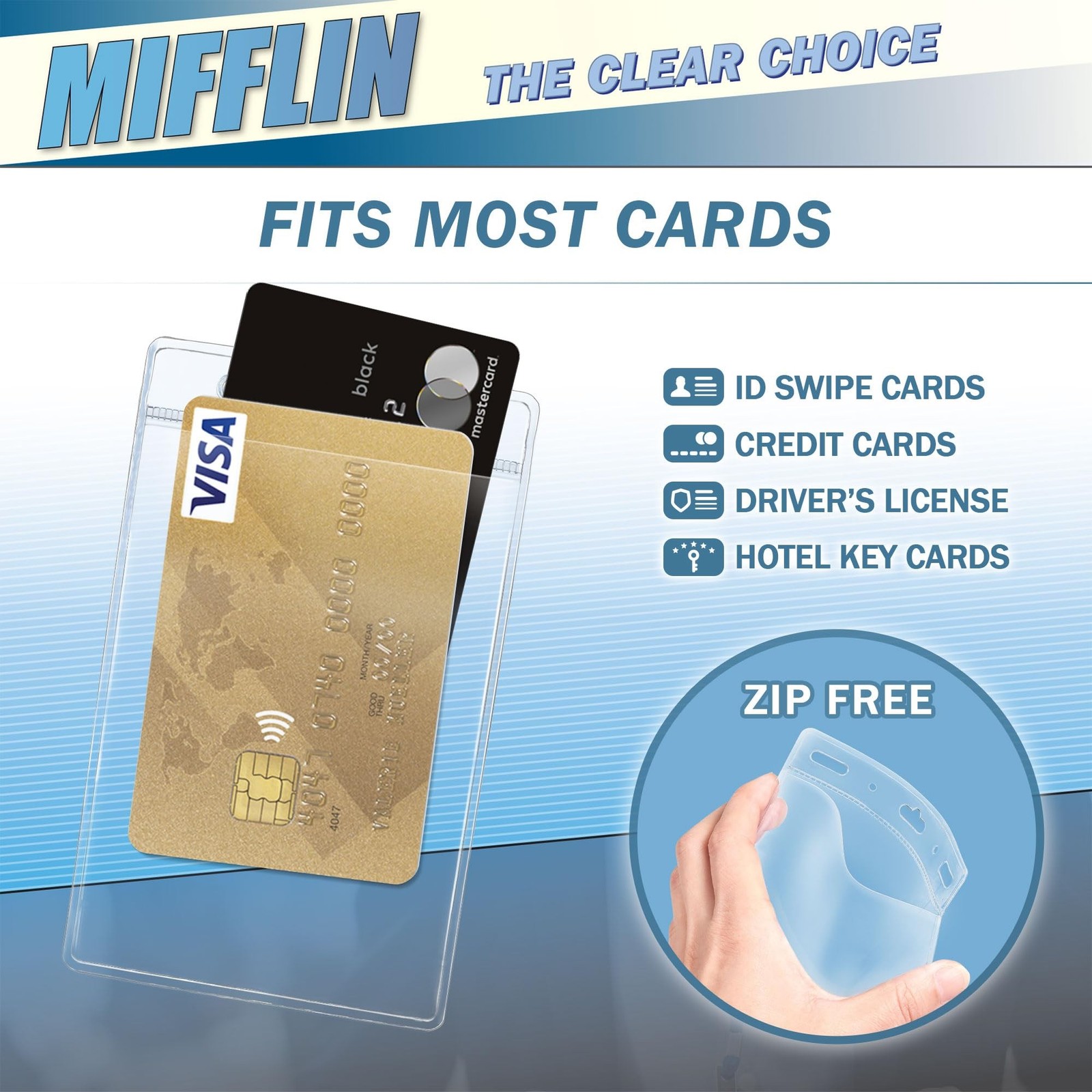 Mifflin-USA Plastic Vertical Card Holder (3×4 Inch, Clear, Bulk 100 Pack) Qui…