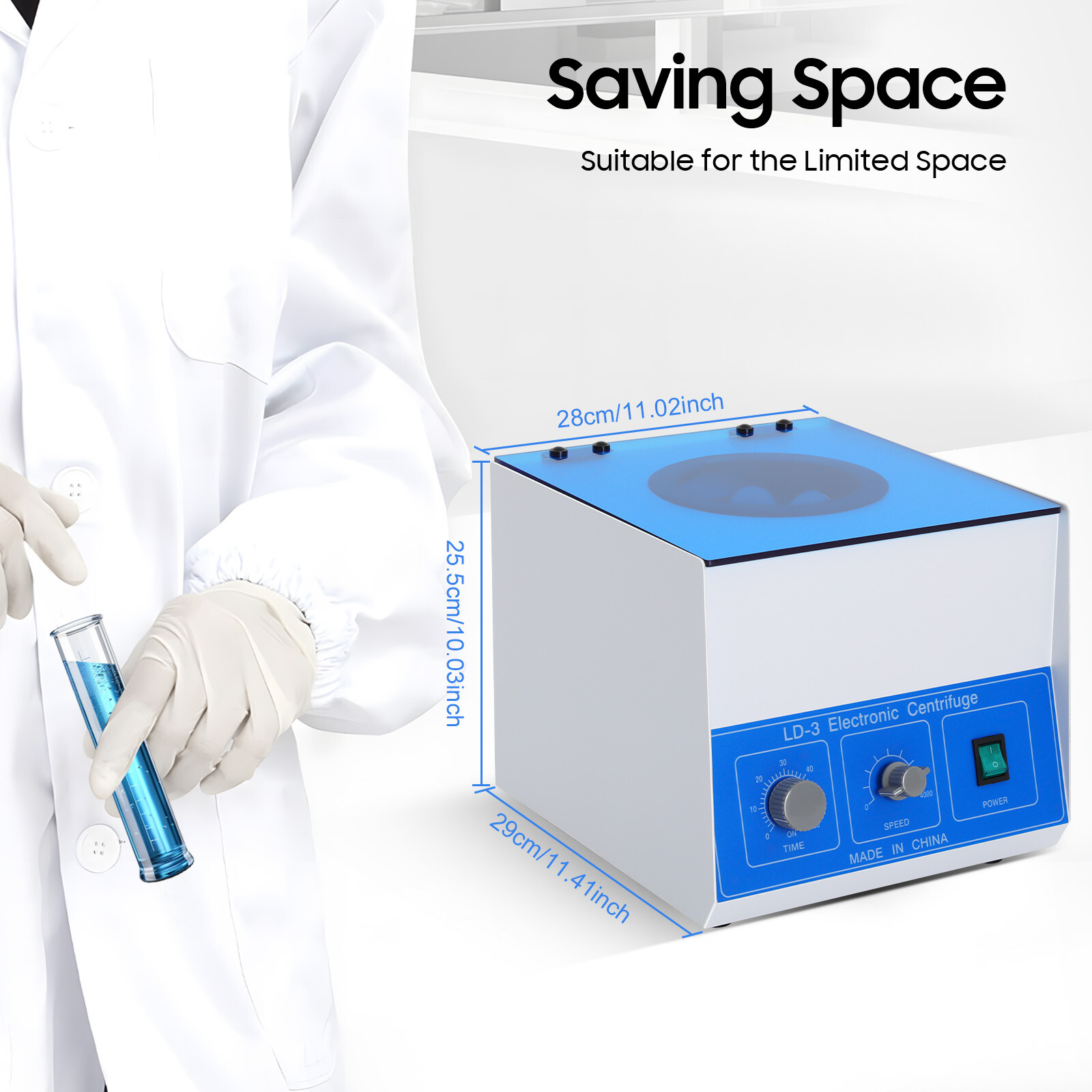 6*50ml LD-3 Electric Benchtop Centrifuge Lab Medical Practice Machine 4000rpm US