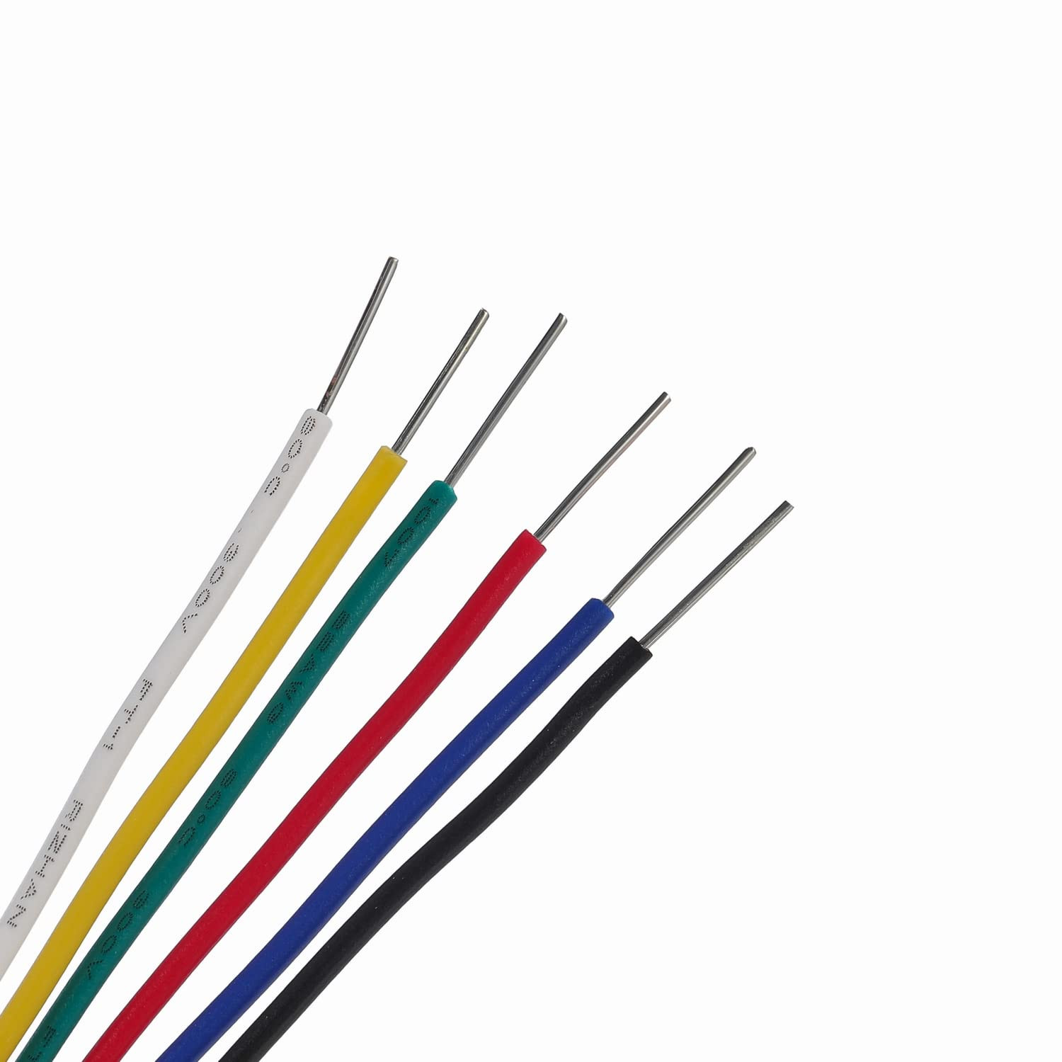 22 AWG Wire Solid Core Hookup Wire, 6 Different Colored Breadboard Wires 30Ft Ea