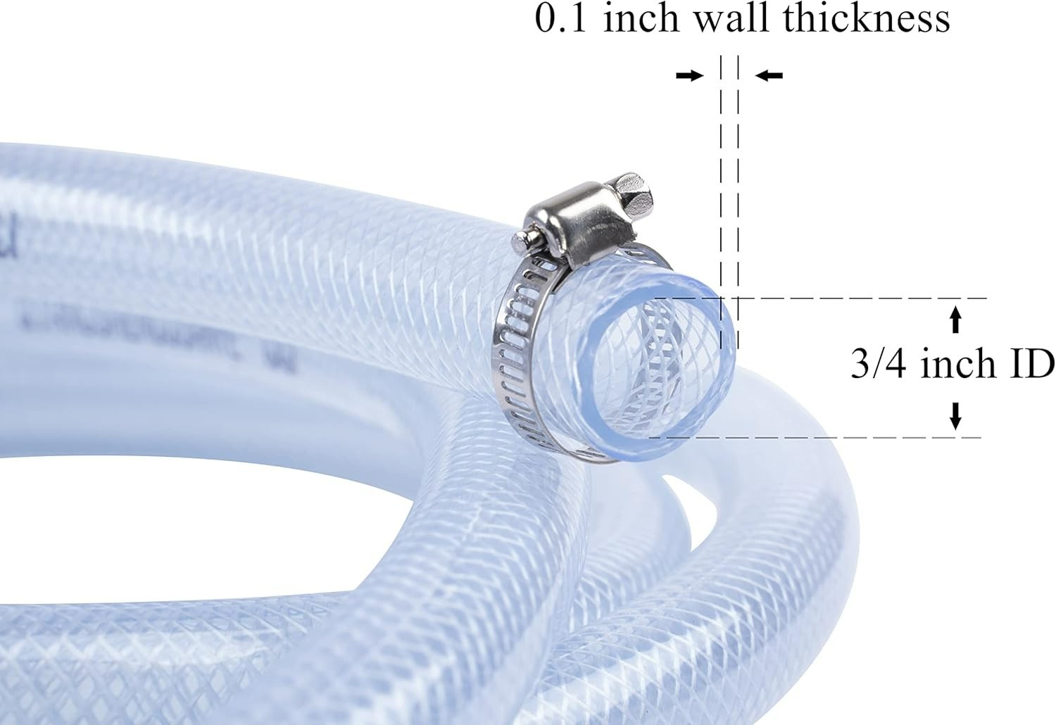 Flexible Braided Clear PVC Hose 3/4″ ID, 10ft – Ideal for Food & Water
