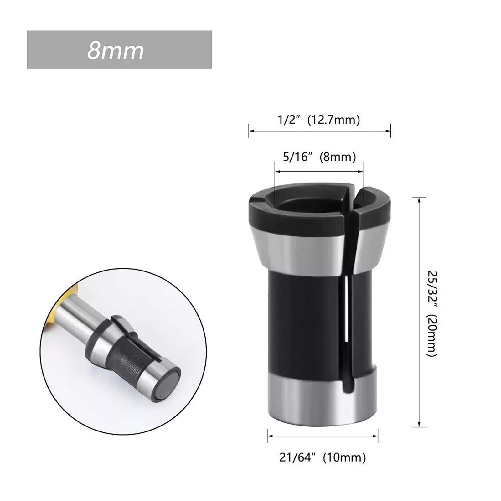 Premium Material 3pcs Router Bit Collet Chuck Clamping Adapter for CNC Engraving