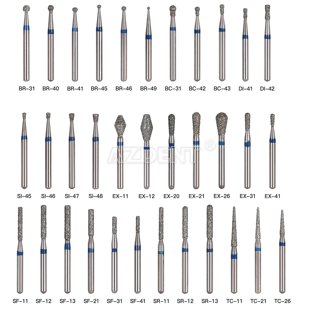 USA AZDENT Dental Super Coars Diamond Burs Drill FG for High Speed Handpiece
