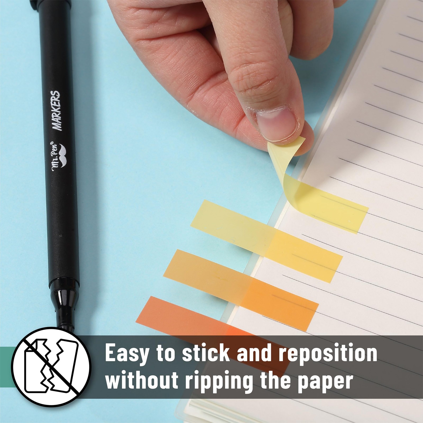 Colorful Sticky Tabs 1600 Count | Waterproof Translucent Page Markers