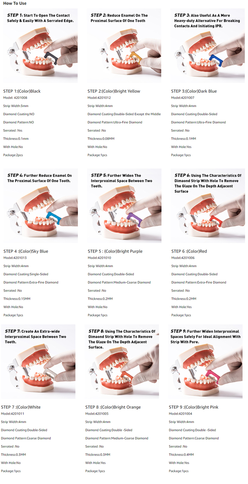 10Pks Dental Interproximal Enamel Strips Orthodontic IPR Reduction Strip Kits