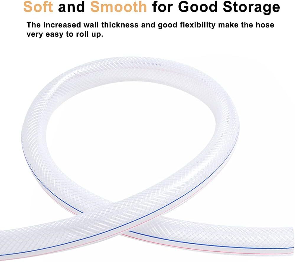 Braided PVC Tubing 5/8 Inch ID 3.28FT Durable Flexible Transparent Hose