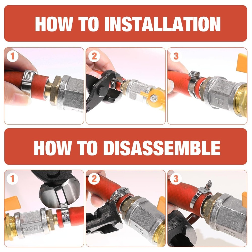 160X Single Ear Hose Clamps 304 Stainless Steel Crimp Hose Clamp Crimp Tools Kit