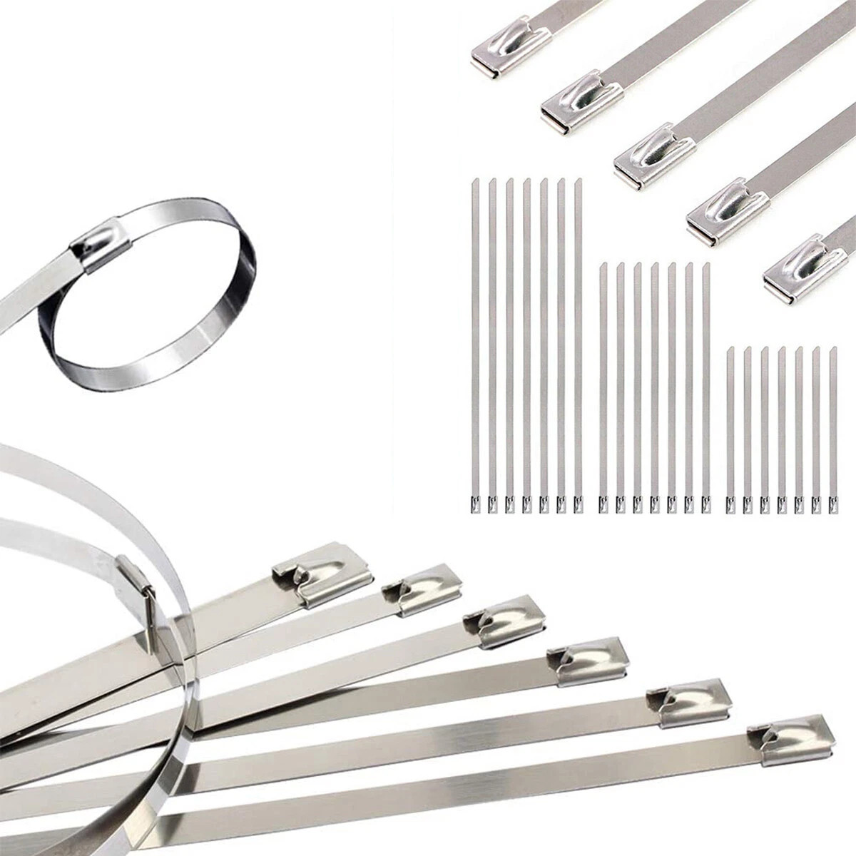 300MM X 4.6MM STAINLESS STEEL METAL CABLE TIES WRAP HEAT EXHAUST ZIP TIE TL
