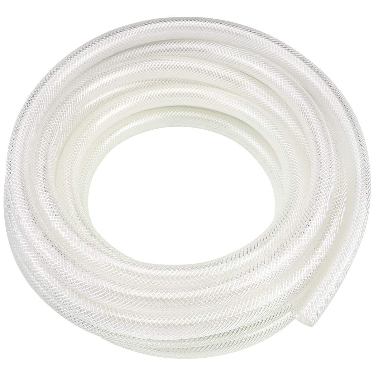 ID x 10 Ft Clear Heavy Duty PVC Vinyl Braided Tubing Flexible Hose
