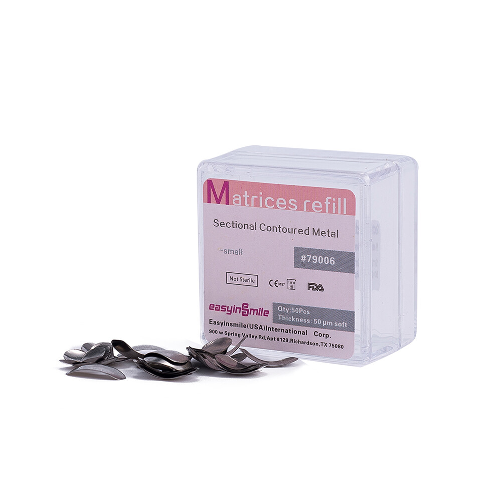 50Pcs Dental Matrix Sectional Contoured Metal Matrices Bands S/M/L Sizes 50μm US