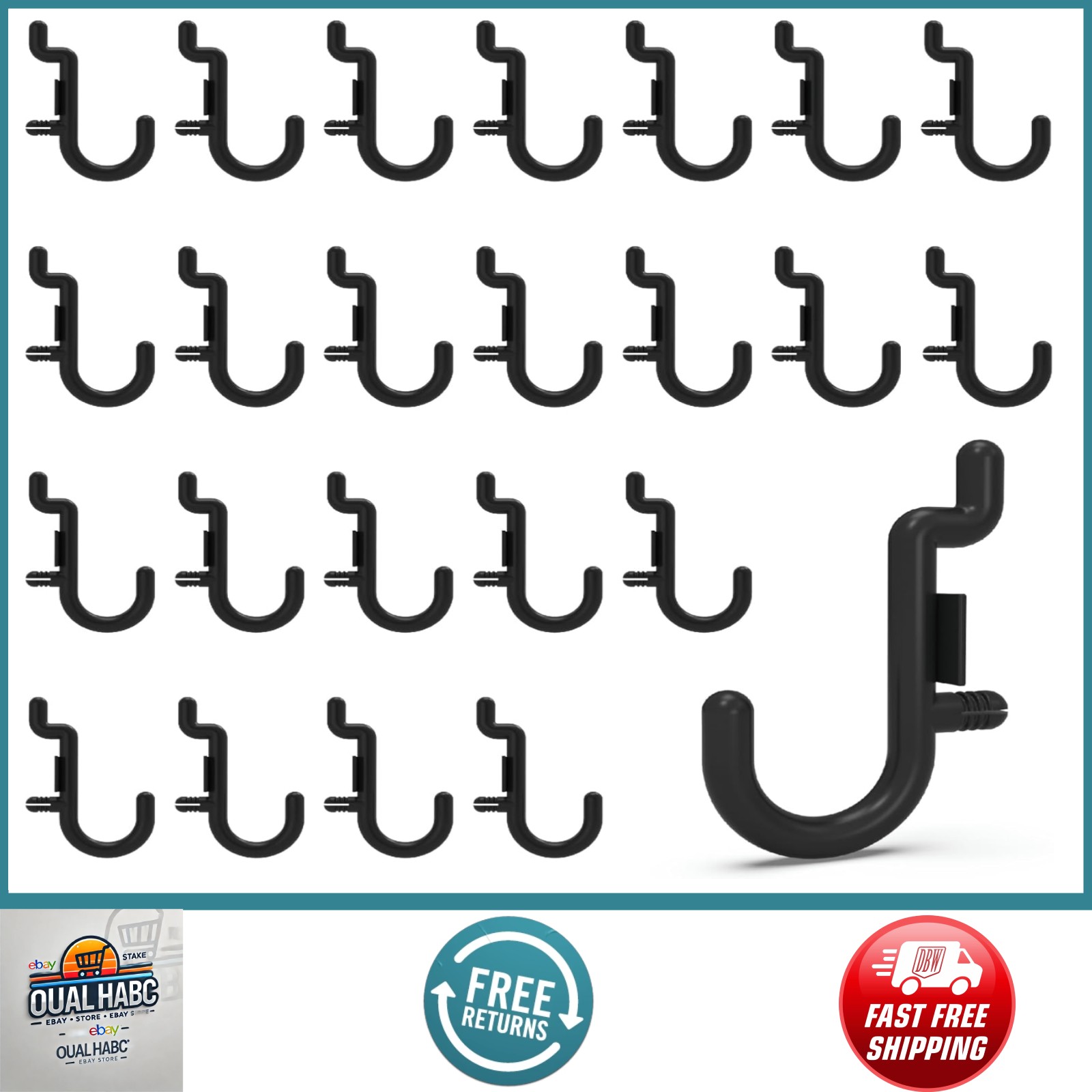 HUHOLE Pegboard Plastic Hooks 100pc – Black Peg Board Hooks for Hanging Jewelry,