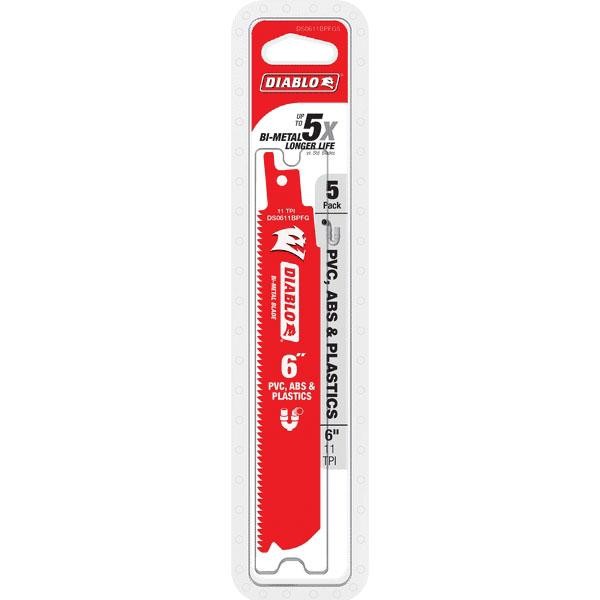 FREUD DS0611BPFG5 Reciprocating Saw Blade 6″ Bi-Metal 11 TPI for PVC/Plastic