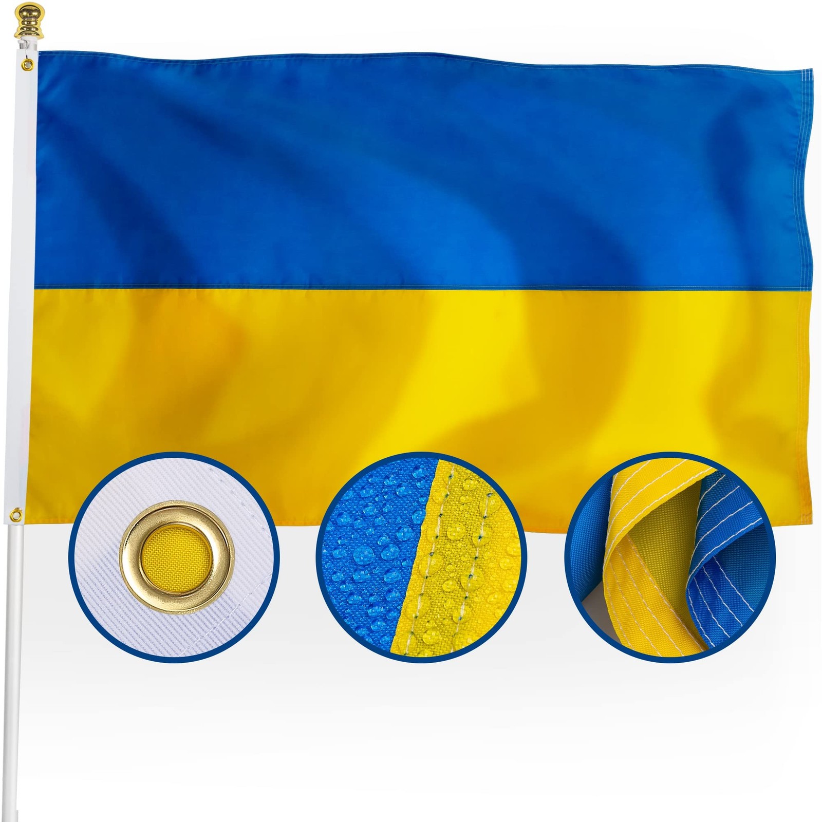 XIFAN Premium Ukraine Flag 3×5 ft Outdoor, Large Double Sided Heavy Duty 210D…